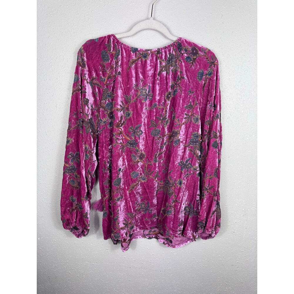 Paparazzi velvet pink floral top Womens size L/XL - Picture 7 of 7